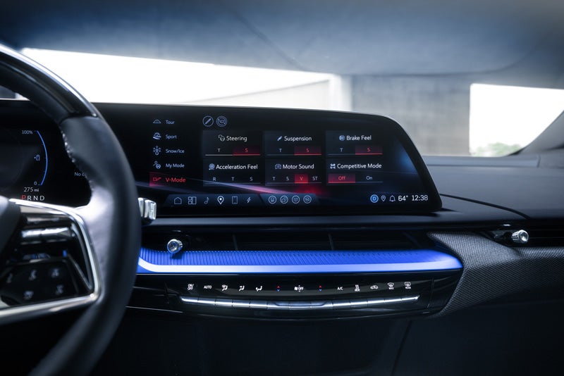 The 2026 OPTIQ-V Display Screen Displaying the V-Mode Settings | Trapp Cadillac in Houma LA