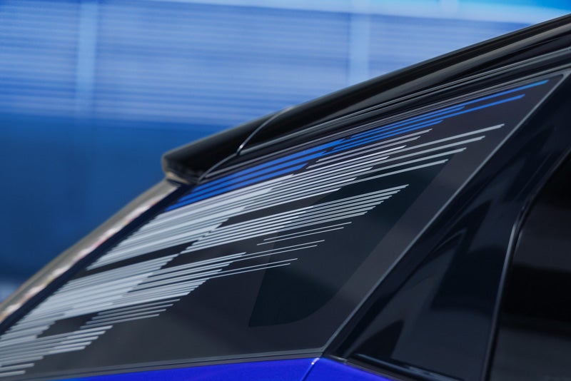 Close-up of the Modern Pattern on the 2026 OPTIQ-V Rear Quarter Glass | Trapp Cadillac in Houma LA